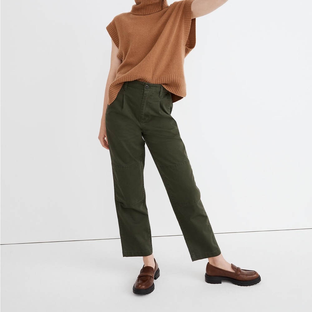 Madewell Perfect Vintage Straight Pant in Dark Forest Wash: Pleated Edition 24